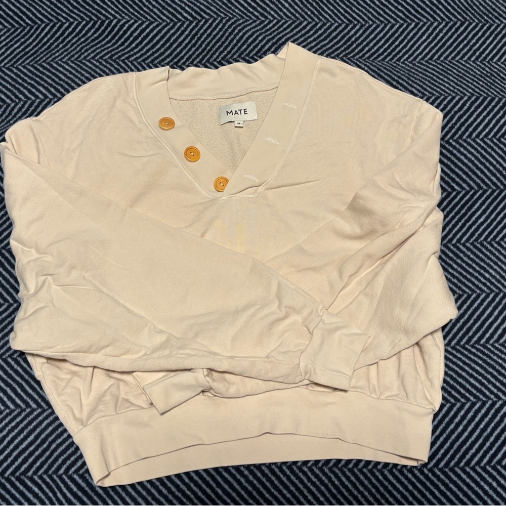 MATE the Label Cream Sweatshirt with Button Details